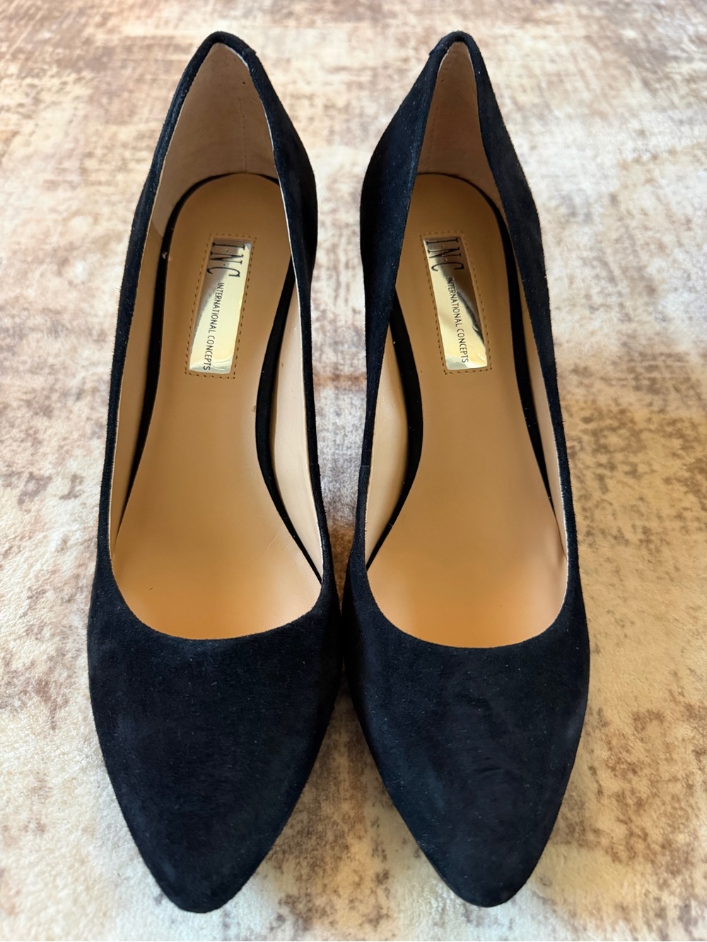 Black Suede Pointed-Toe Pumps - I.N.C.